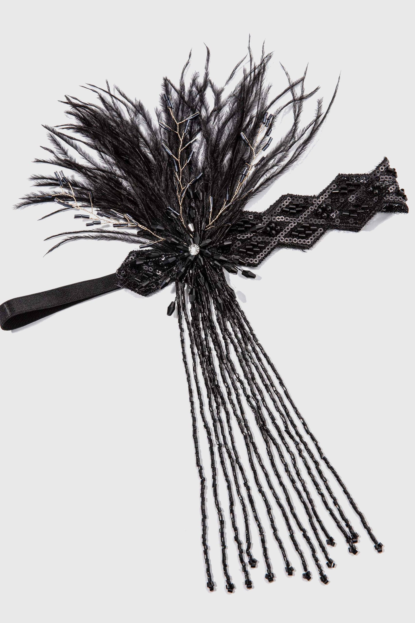 Dangling Rhinestone Feather Headband