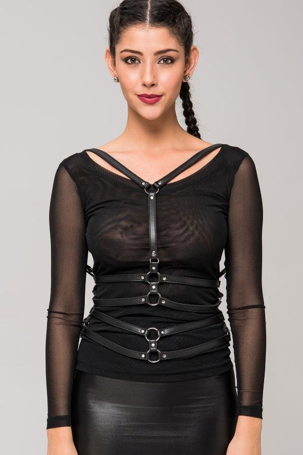 Ladies Faux Leather Harness Body Accessory