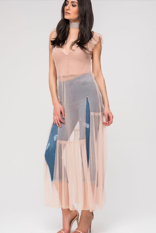 Women's Ankle Length Sheer See Through Top