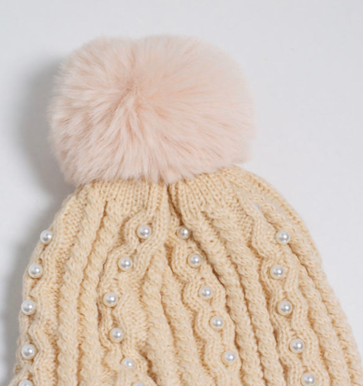 Ladies pearl embellished thick wholly bobble hat